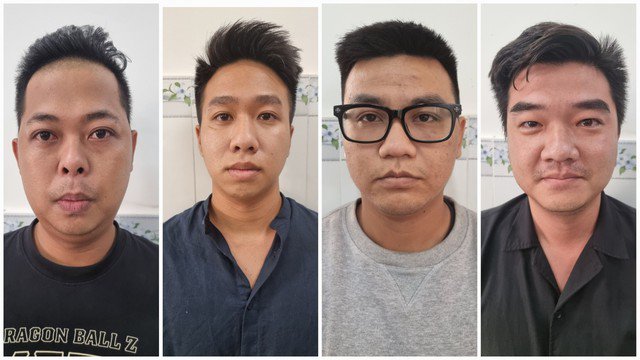 Các bị can Thái, Tài, Chương và Phúc (từ trái qua)